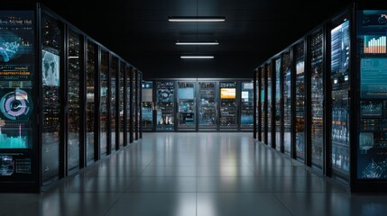 Futuristic Data Center with Holographic Interface and Advanced AI-Controlled Systems for Seamless Data Management