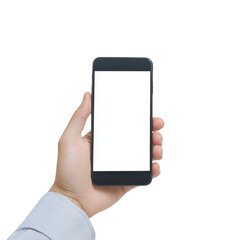 Hand Holding Smartphone in Shopping Mall, hand holding a smartphone in a crowded shopping mall, isolated on transparent background