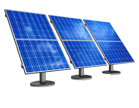 3D illustration solar panels isolated on white background. Set solar panels with refl