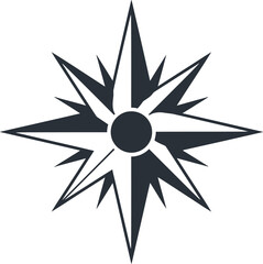 Simple black and white compass rose illustration with cardinal directions