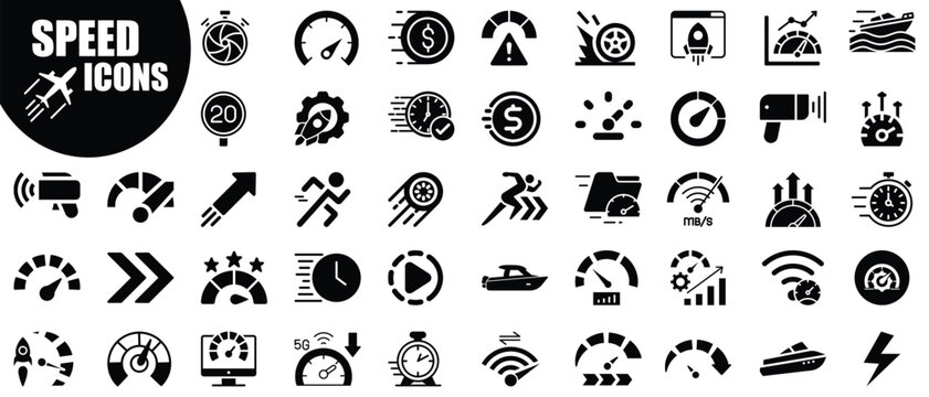 Speed icons collection for performance and velocity acceleration