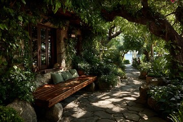 Obraz premium Outdoor seating area perfect for peaceful afternoons high resolution picture