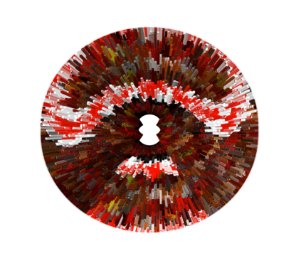 Abstract Swirling Pixelated Vortex in Red and Brown
