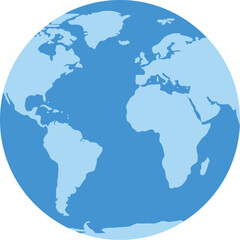 Simplified flat illustration of the Earth showing global geography and oceans