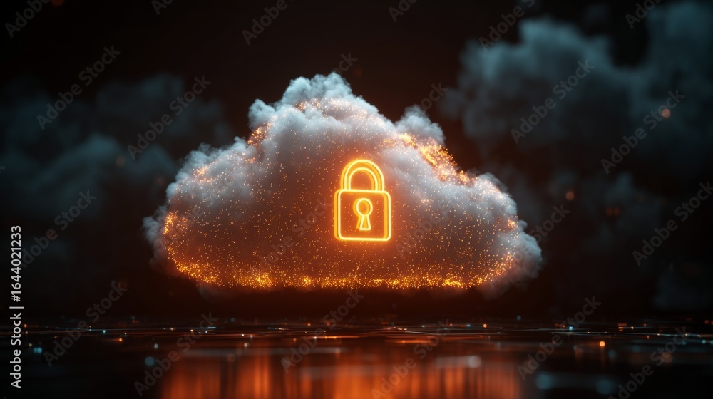 Aufkleber digital cloud storage with lock icon emphasizing security and personal data ownership in decentraliz