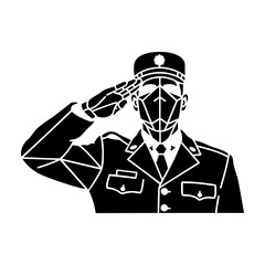 Minimal Military Personnel Saluting Flat Vector Illustration