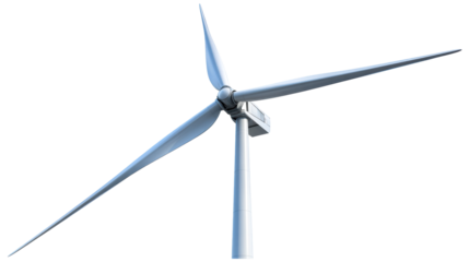 Wind turbine blades against a white background