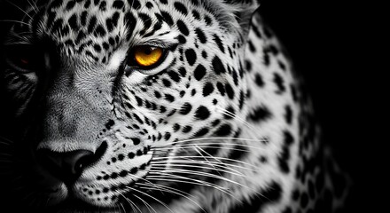 Obraz premium Majestic Leopard A Striking Black and White Portrait