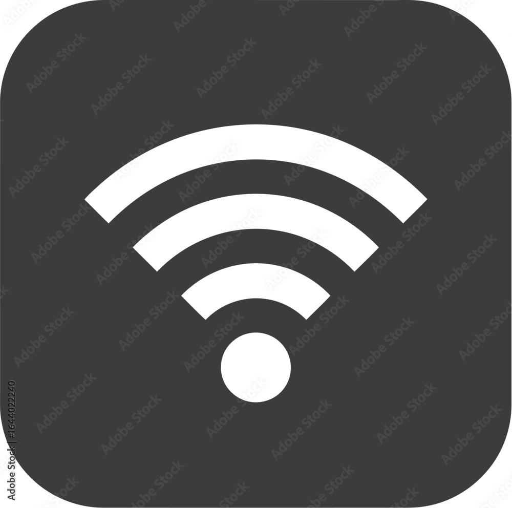 Poster simple wifi signal icon on dark gray rounded square background