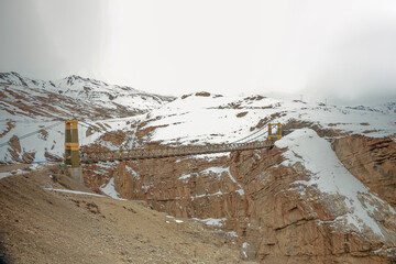Aerial view of the Chicham Bridge, Himachal Pradesh, India.