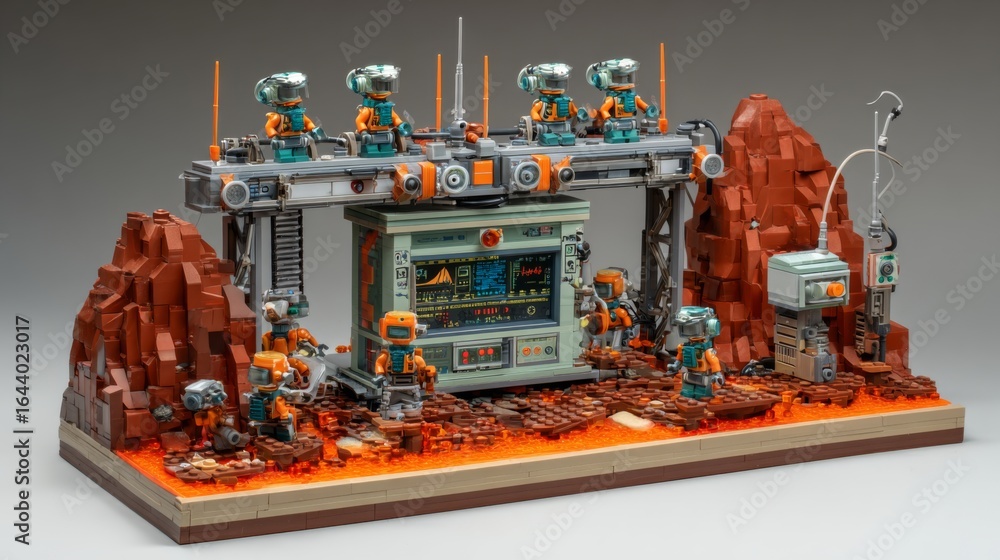 Poster futuristic geothermal control station for volcanic modulation monitoring with advanced robotic syste