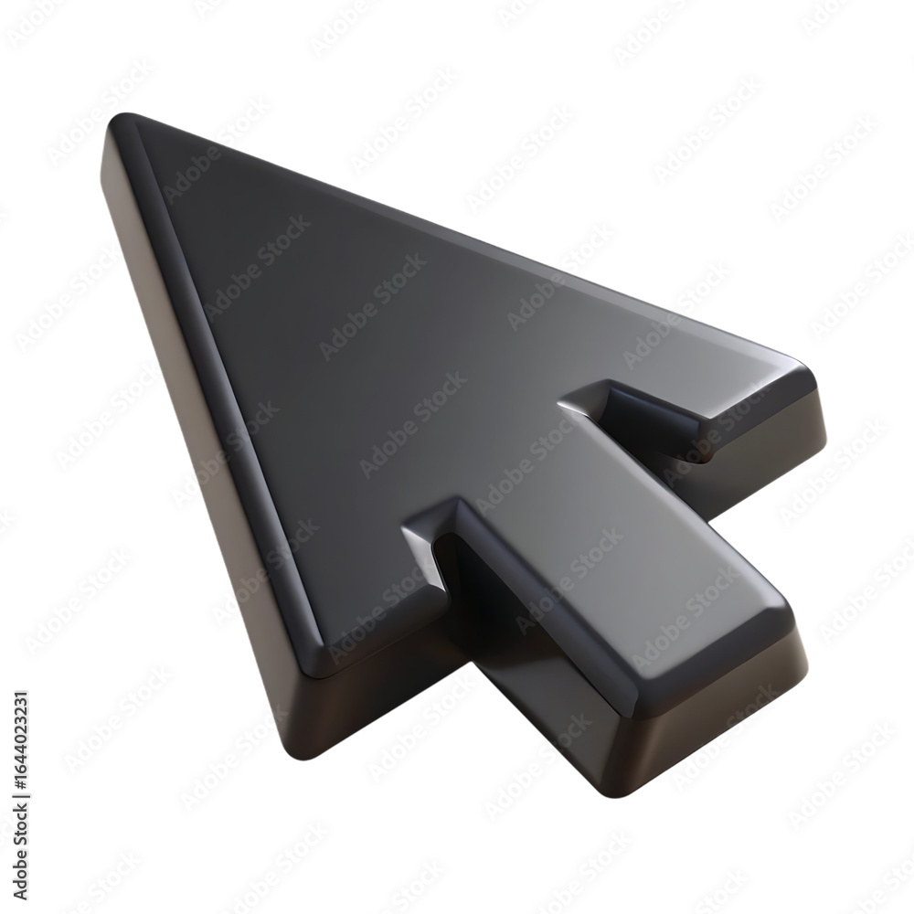 Aufkleber glossy black computer cursor arrow pointing upward.