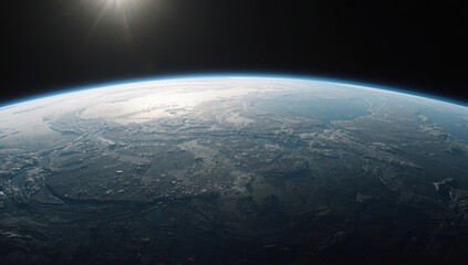 Fototapeta premium Majestic View of Earth from Space Bathed in Sunlight