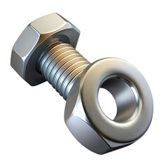 Shiny Metal Bolt and Nut Fastener.