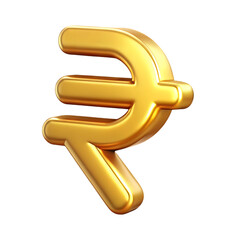 Shiny threedimensional golden Indian Rupee currency symbol.