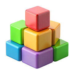 Stack of colorful rounded building blocks for childrens play.