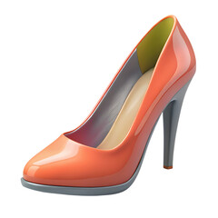Stylish Orange High Heel Shoe Isolated on White.