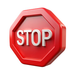 3D Red Stop Sign Icon.
