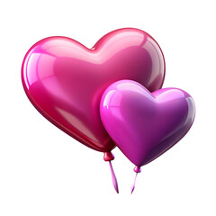 Vibrant pink and purple heart balloons with glossy finish.