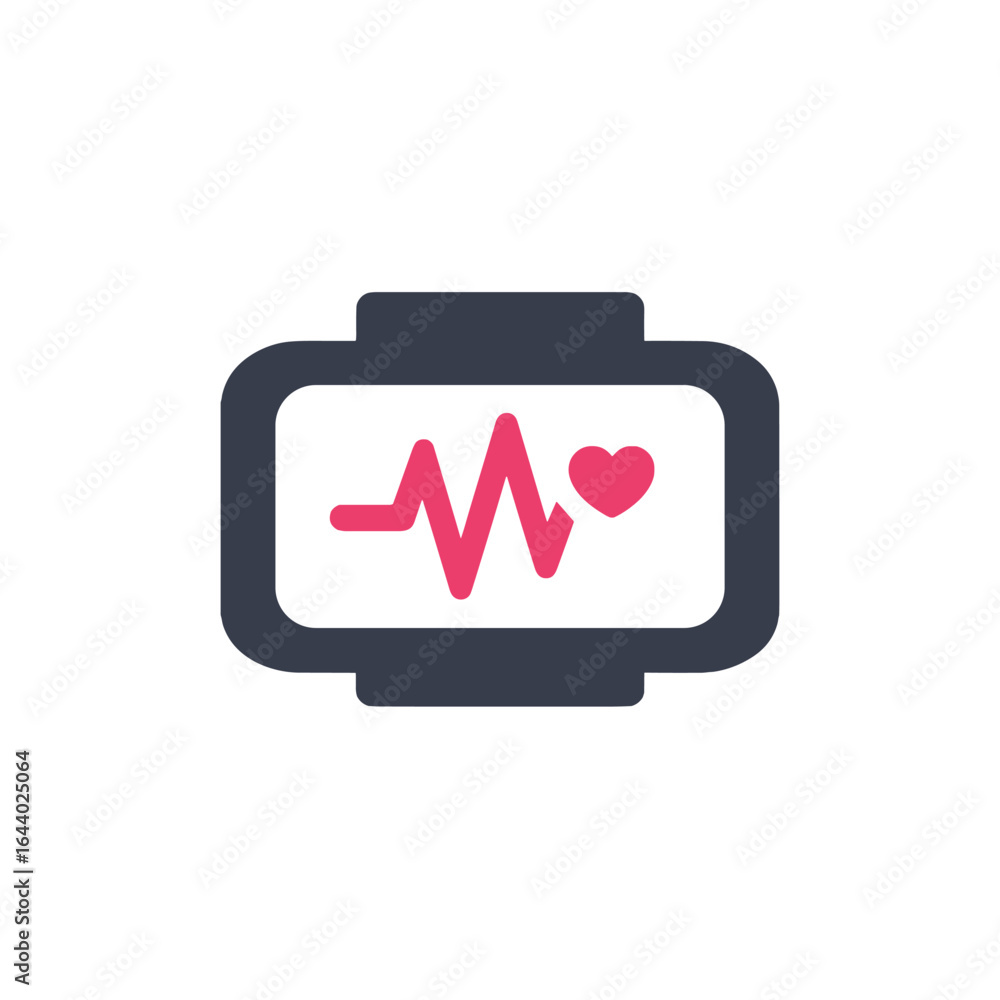Aufkleber smartwatch display showing a heartbeat pulse with a heart symbol, representing health monitoring tec
