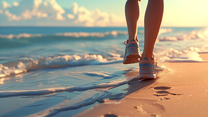 woman jogging by the sea