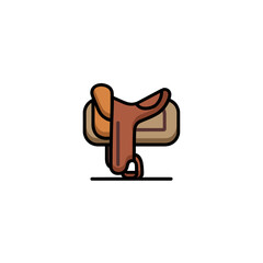 A vibrant illustration of a leather saddle, a symbol of equestrianism.