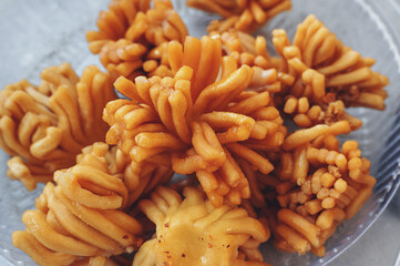 Traditional oriental sweet made from dough and honey. Tatar chak-chak close-up