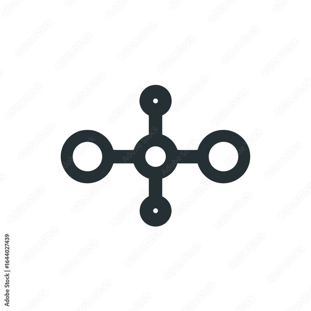 Poster an abstract, interconnected circular node design.