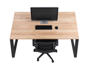 Empty Office Table, Top Floorplan View, Interior Design Template, AI Generative, Transparent PNG Background