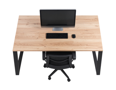 Empty Office Table, Top Floorplan View, Interior Design Template, AI Generative, Transparent PNG Background