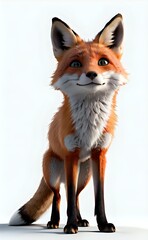 Charming 3D Animated Red Fox with a Gentle Smile Low-Angle View.