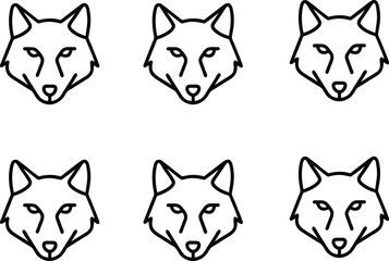 Obraz premium Minimalist Outline of a set of Wolf's Head in Simplistic Black Line Art Style