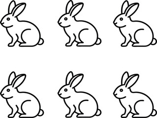 Simple a set of Black And White Rabbit Outline Icon for Multiple Uses