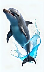 Sleek Bottlenose Dolphin in a Dynamic Leap with a Swirling Water Splash.