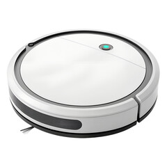 A robot vacuum cleaner with clean mode indicator, , isolated on a transparent background