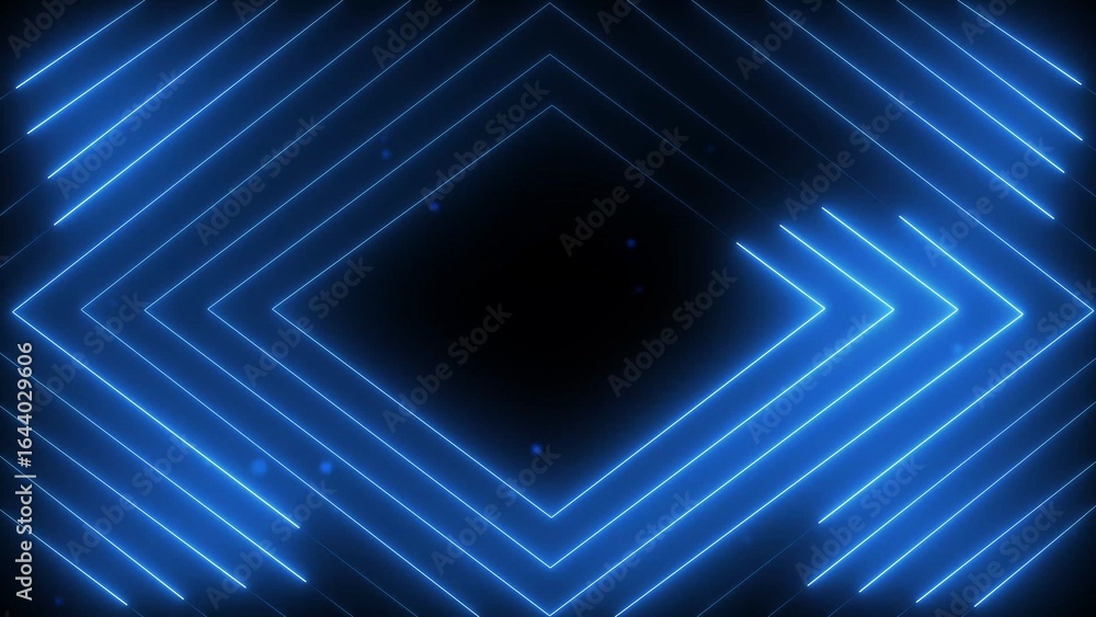 Aufkleber abstract blue neon geometric square pattern background with glowing lines and particles image photo