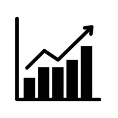 Bar graph showing an upward trend with arrow symbol silhouette
