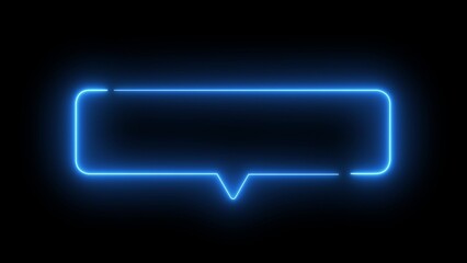 Blue Neon Speech Bubble Frame on Black Background chat bubble message box