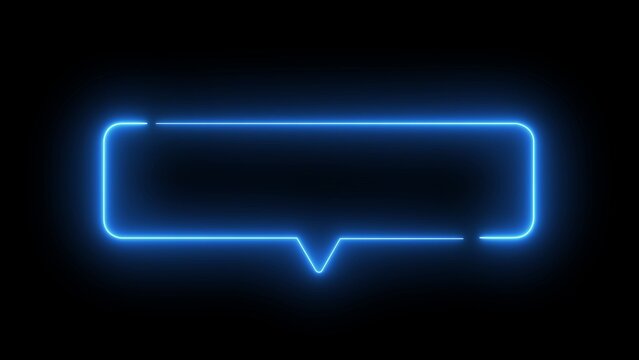 Blue Neon Speech Bubble Frame on Black Background chat bubble message box