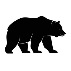 Fototapeta premium Silhouette of a bear walking on a white background