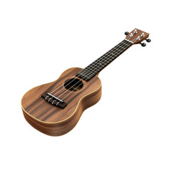 Fototapeta premium image of a rosewood brown ukulele, beautifully crafted ukulele in rosewood brown, isolated on transparent background