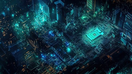 Cyberpunk Cityscape: A Futuristic Digital Metropolis