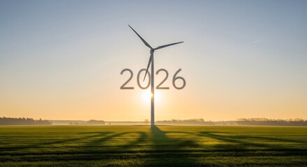 Obraz premium Clean Energy Wind Turbine at Sunrise with 