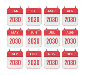 2030 Calendar Months Icon Set