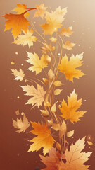 Obraz premium Autumn-themed abstract pattern with falling golden leaves, orange and brown palette