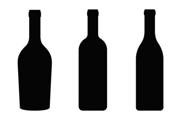 Elegant silhouette of three black bottles in a minimalist vector design for modern decor ideas 