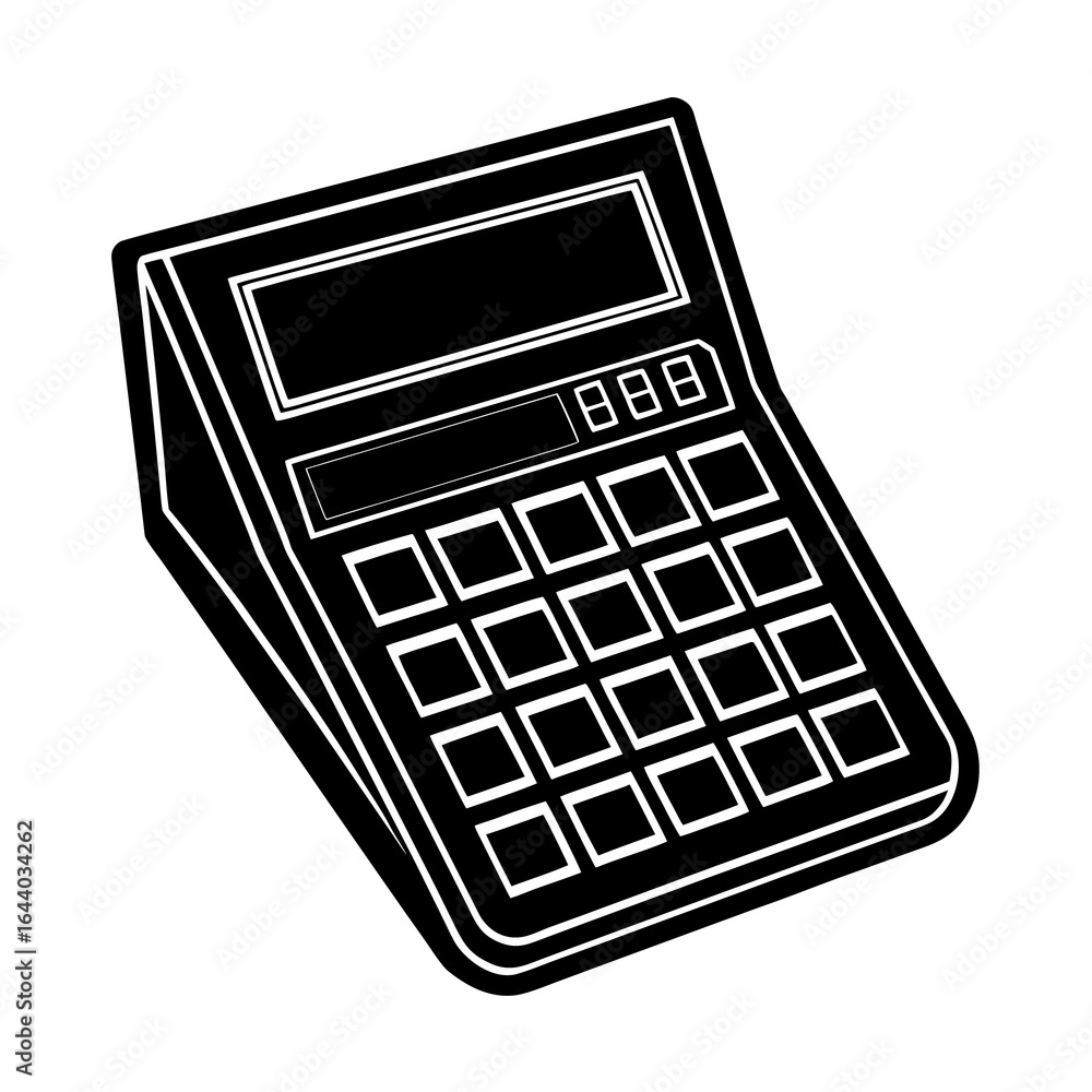 Poster digital calculator with a number keypad and a display for business, math, and financial calculations