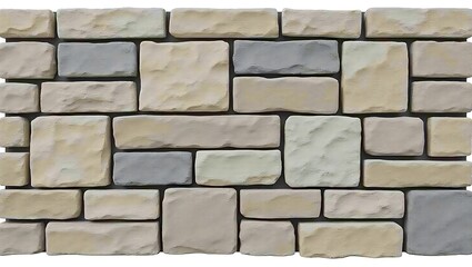 Obraz premium Natural stone wall texture with varied tan and gray rectangular blocks