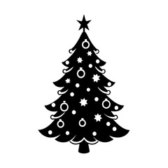 A green Christmas tree vector illustration with a star, perfect for holiday and winter season designs