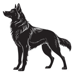 black dog Silhouette Vector, High Quality Illustration on White Background